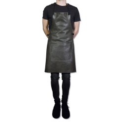 Grey vintage leather BBQ apron| dutchdeluxes