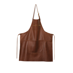 Brown leather zipped apron|...