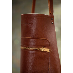 Brown leather zipped apron| dutchdeluxes