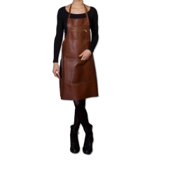 Brown leather zipped apron| dutchdeluxes