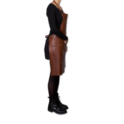 Brown leather zipped apron| dutchdeluxes