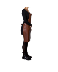 Brown leather zipped apron| dutchdeluxes