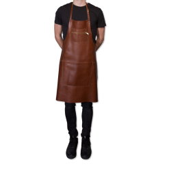 Brown leather zipped apron| dutchdeluxes