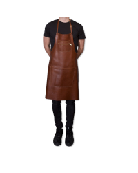 Brown leather zipped apron| dutchdeluxes