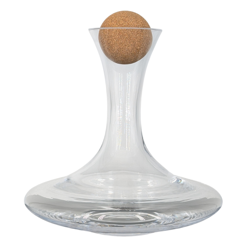 Boat decanter with cork stopper, crystalline mouth-blown