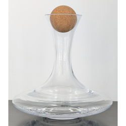 Boat decanter with cork stopper, crystalline mouth-blown