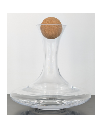 Boat decanter with cork stopper, crystalline mouth-blown