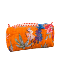 Indian quilted cotton toiletry bag, color: orange, size M - Via Bishnoi