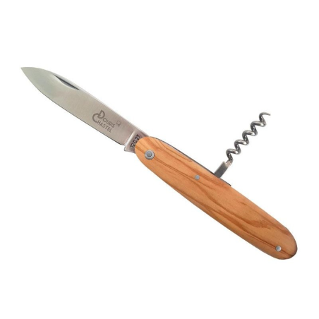 Pocket Knife & Corkscrew Navette Douris Chastel, 2-piece full handle – Olive Wood PM 10cm