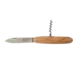 Pocket Knife & Corkscrew Navette Douris Chastel, 2-piece full handle – Olive Wood PM 10cm