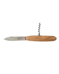 Pocket Knife & Corkscrew Navette Douris Chastel, 2-piece full handle – Olive Wood PM 10cm