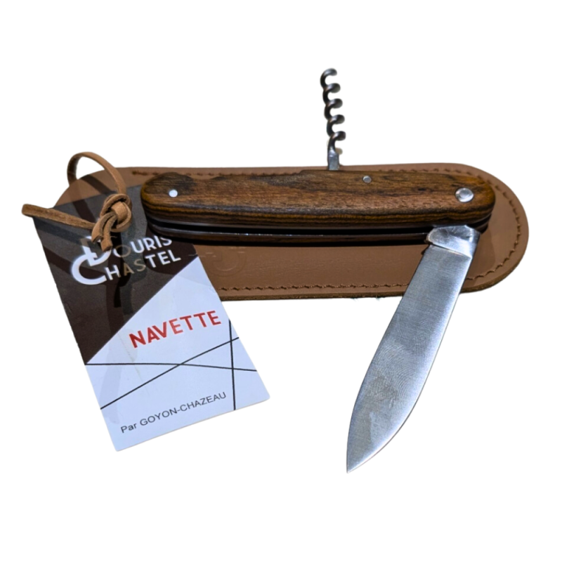 Pocket Knife & Corkscrew Navette Douris Chastel, 2-piece full handle – Bocote Wood PM 10cm