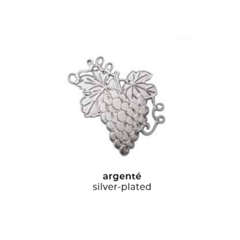 Magnetic Brooch Silver Grapes Oenology