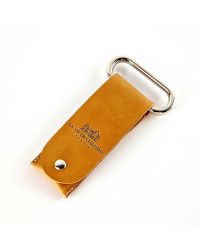 Metal twin-blade corkscrew in its orange vegetable-tanned leather case