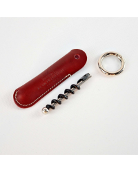 Emergency corkscrew "Jan" in its Bordeaux vegetable-tanned leather case