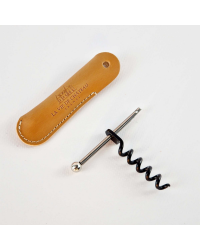 Emergency corkscrew "Jan" in its Bordeaux vegetable-tanned leather case