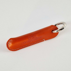 Emergency corkscrew "Jan" in its camel vegetable-tanned leather case