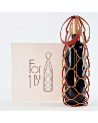 Recycled leather net bottle holder in burgundy color