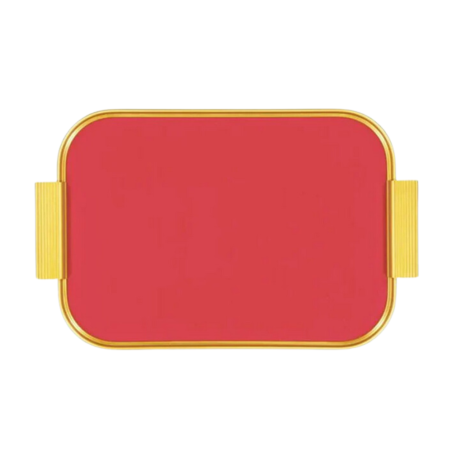 Ribbed Berry Red Gold Serving Tray 35 x 25.5 cm | Kaymet