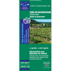Carte pliée "Vins de Bourgogne: La Côte d'Or" 132x50 cm | Benoît France