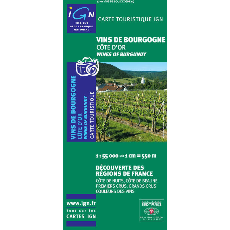 Wine list 132x50 cm "Burgundy wines: The Côte d'Or" | IGN France