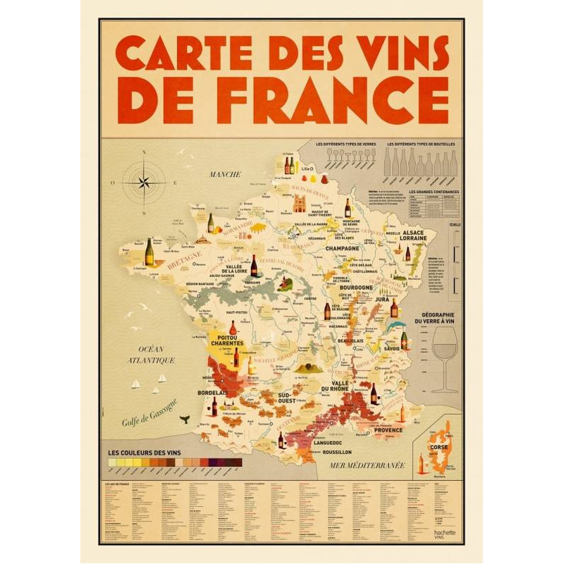 Plastified Poster - The Wines of France - 98 x 119 cm  IGN (French) –  MapsCompany - Travel and hiking maps