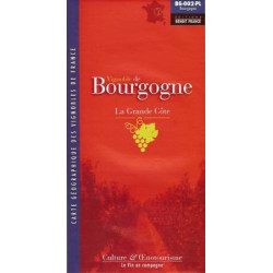 Carte pliée des vins de Bourgogne "La Grande Côte (Côte d'Or)" 44 x 132 cm | Benoît France