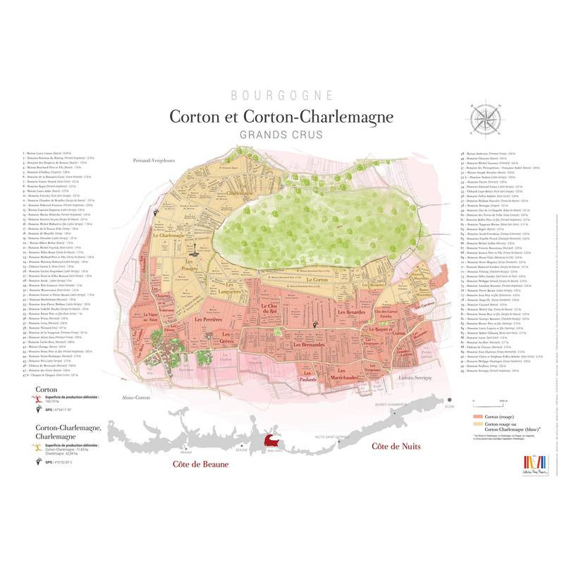Wine list 80x60 cm "Corton & Corton-Charlemagne, Grand Cru" | Laurent Gotti