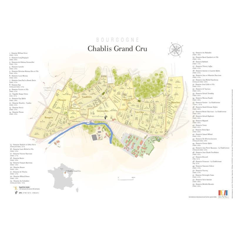 Wine list 80x60 cm "Grands Crus de Chablis" | Laurent Gotti