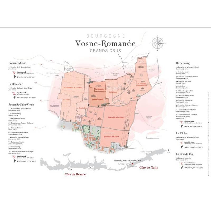 Wine list 80x60 cm "Vosne-Romanée, grands Crus" | Laurent Gotti