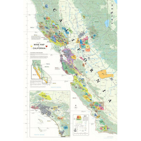 Affiche "Wine Map of California" 61 x 91.4 cm | Steve De Long