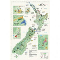 Poster" Wine Map Of New Zealand 61x91.4 cm | Steve De Long