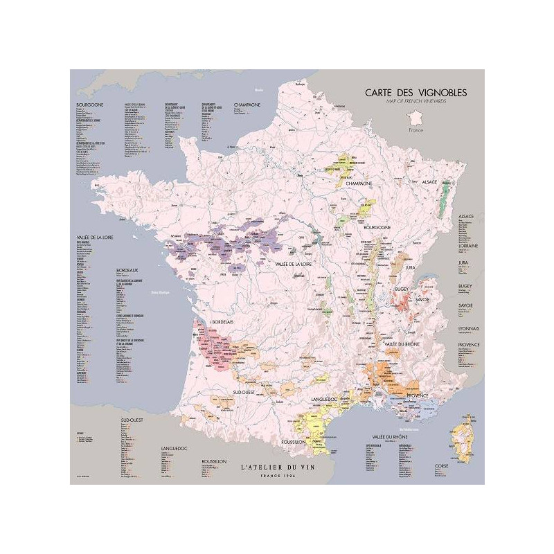 Vineyard Poster - Map of France AtelVineyards