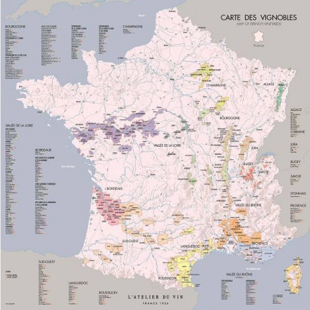 Carte des vignobles de France 57x57 cm | L'Atelier du Vin