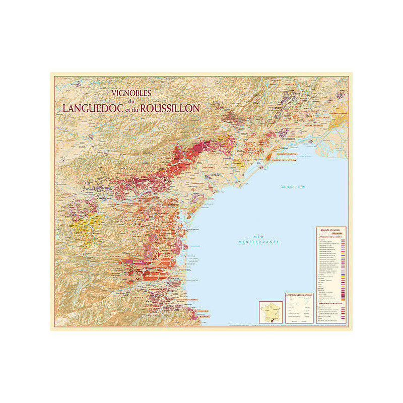 Carte des vins "Languedoc & Roussillon" 66x88 cm | Benoît France