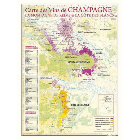 Wine list 30x40 cm "Champagne: The Montagne de Reims and the Côte des Blancs" | Benoît France