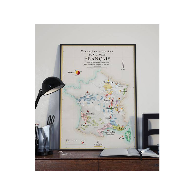 Wall map 50x70 cm "Special map of the French vineyard" | The Wine List please?