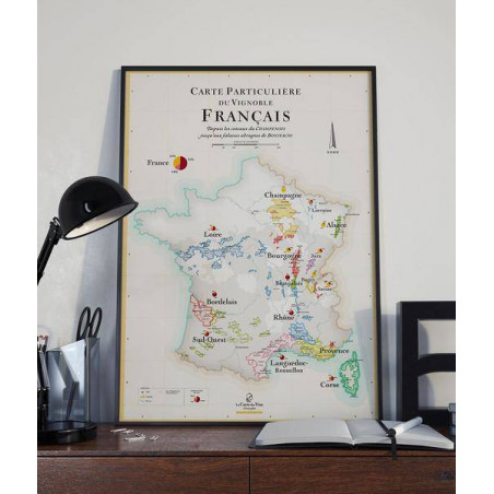 Carte particulière du Vignoble Français 50x70 cm | La Carte des vins s'il vous plait ?