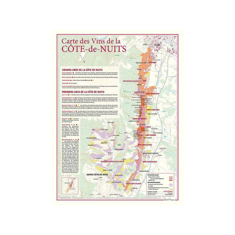 Wine List "Côte de Nuits" 30x40 cm | Benoît France