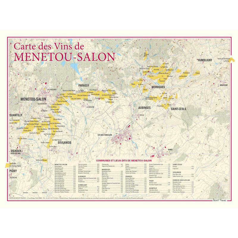 Wine list "Menetou-Salon" 30x40 cm | Benoît France