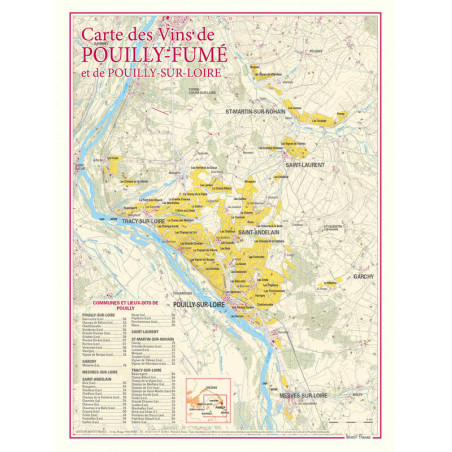 Carte des vins "Pouilly-Fumé et Pouilly-Sur-Loire" 30x40 cm | Benoît France