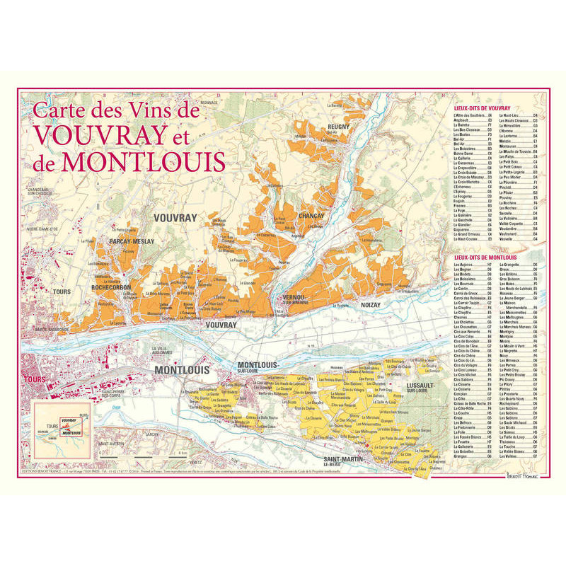 Carte des vins "Vouvray et Montlouis" 30x40 cm | Benoît France