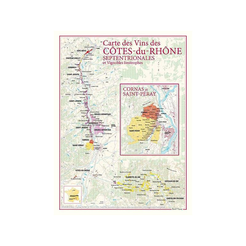 Carte des vins  "Côtes-du-Rhone septentrionales" 30x40 cm | Benoit France