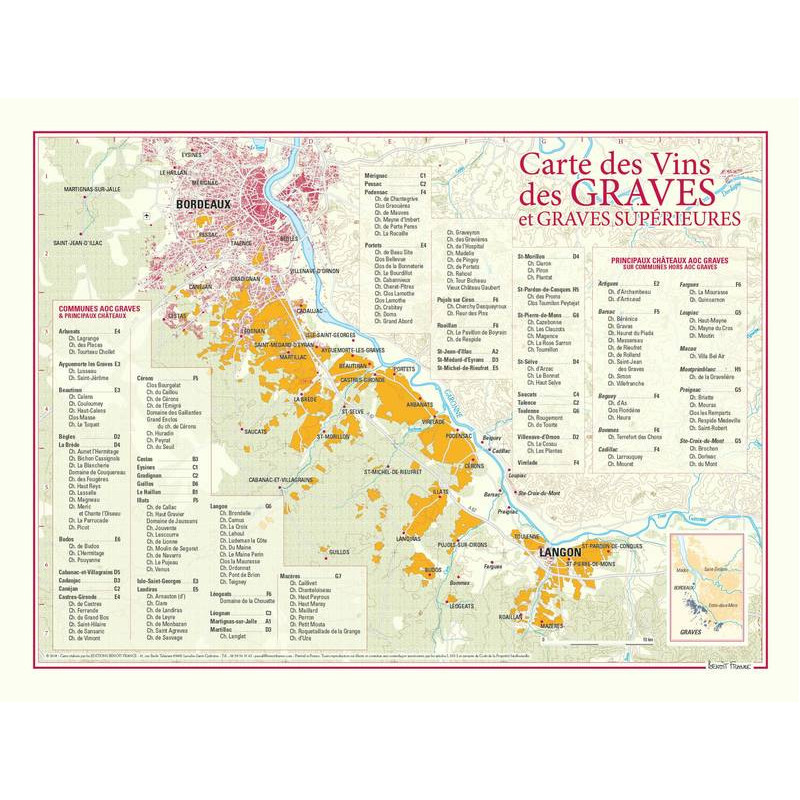 Carte des Vins "Graves et Graves Supérieures" 30x40 cm | Benoît France