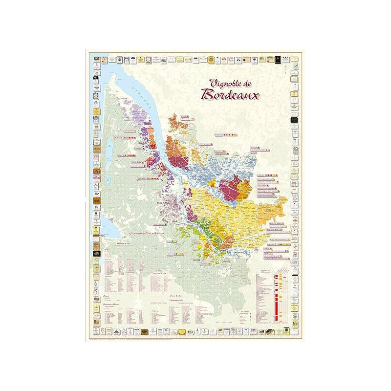 Map of the vineyard "Bordeaux" 30x40 cm | Benoît France