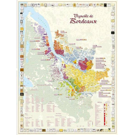 Map of the vineyard "Bordeaux" 30x40 cm | Benoît France