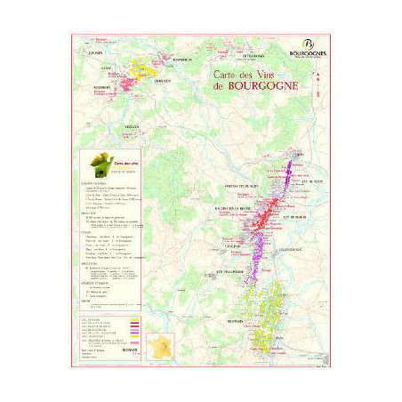 Map of the vineyard "Burgundy" 55x70 cm | Benoît France