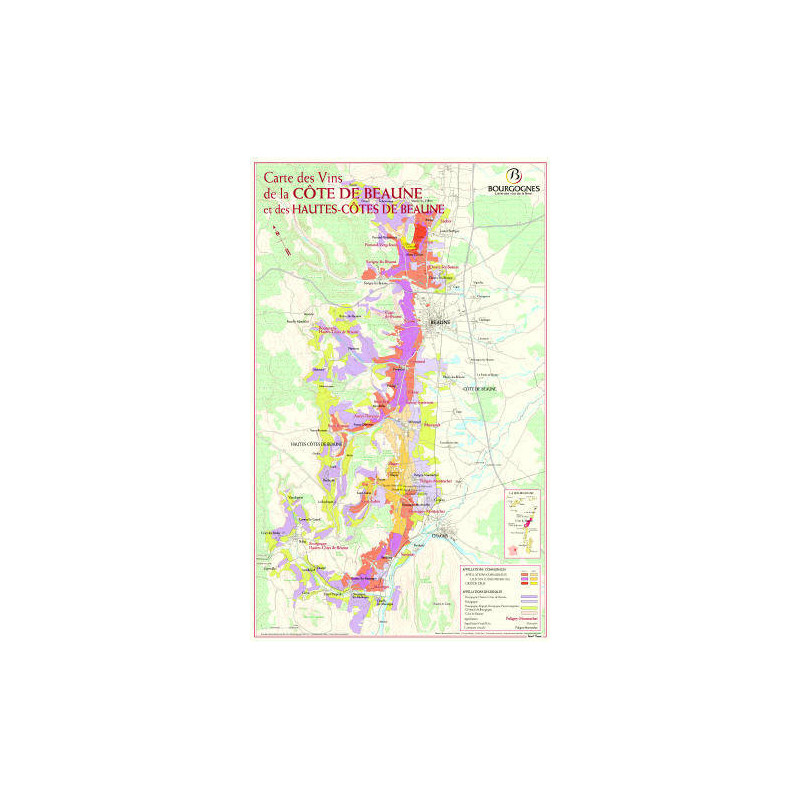Vineyard map"Bourgogne: La Côte de Beaune" 44x70 cm | BIVB