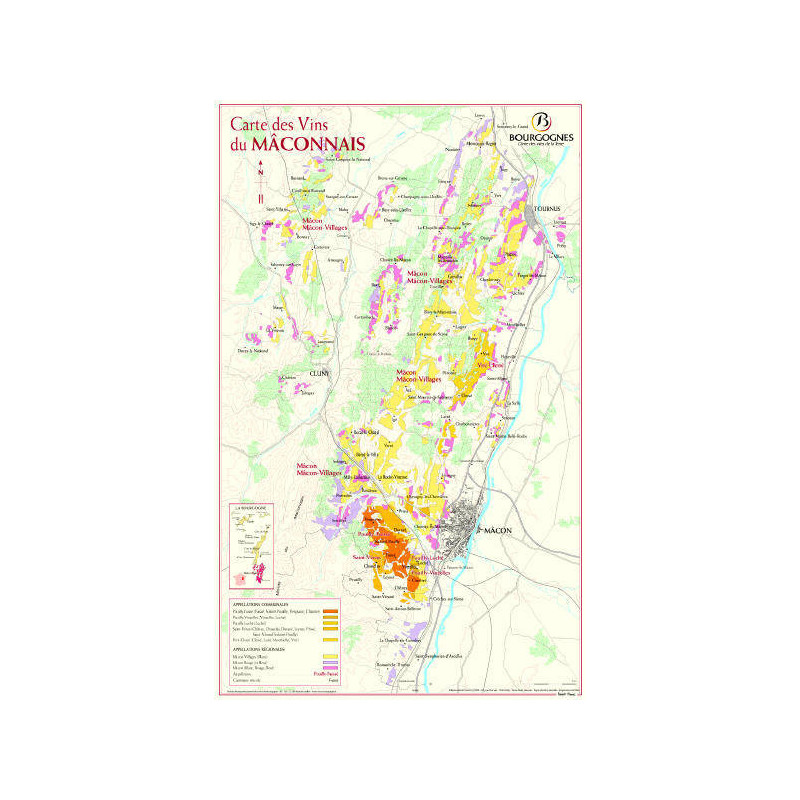 Vineyard map n°38 "Burgundy: Le Mâconnais" 44x70 cm | BIVB