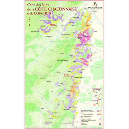 Vineyard map n°39 "Burgundy: La Côte Chalonnaise et Le Couchois" 40x70 cm | BIVB